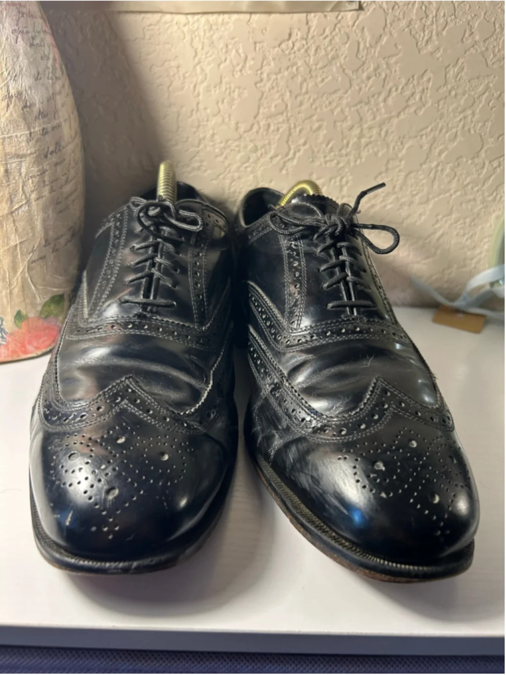 Men's Florsheim Black Leather Wingtip Oxford Shoes